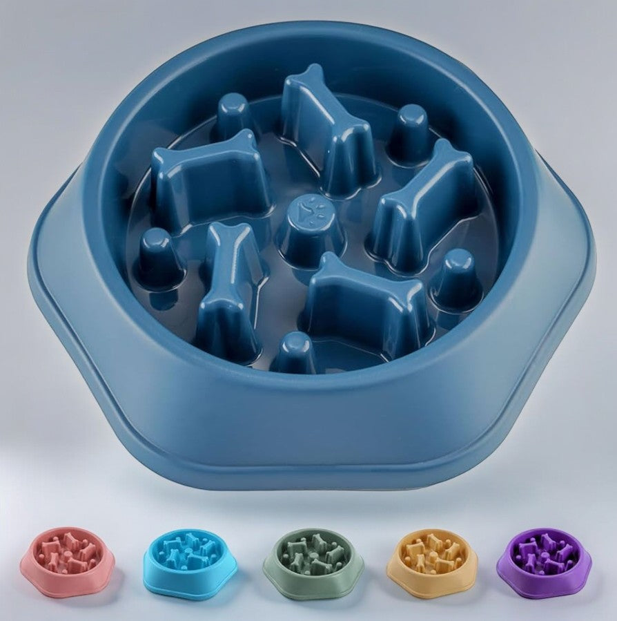 Slow Feeder Pet Bowl Blue